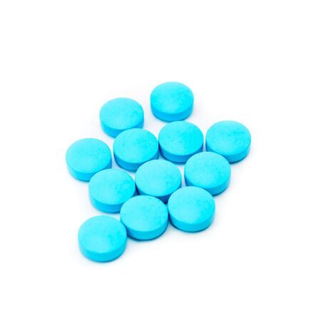 Colored tablets. Isolated on white backgroundの写真素材