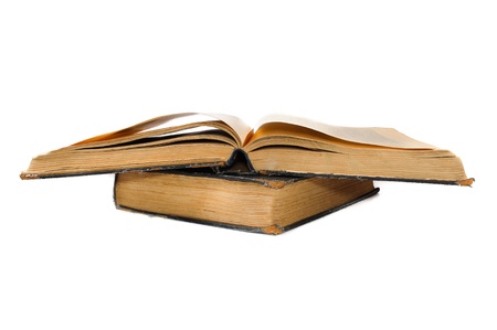 Outdated big books. Isolated on white background