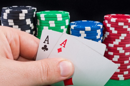 Casino chips. Photo of attributes gambling