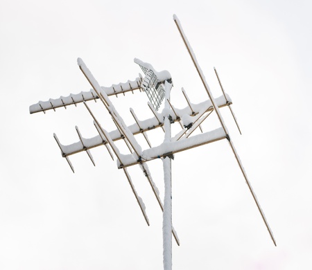 Antenna in the snowの写真素材