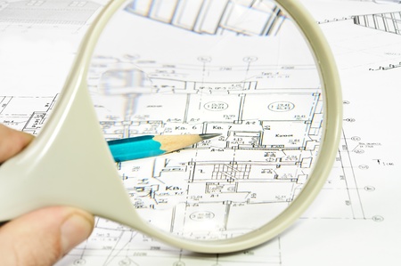 Sketches of the buildings on paperの写真素材
