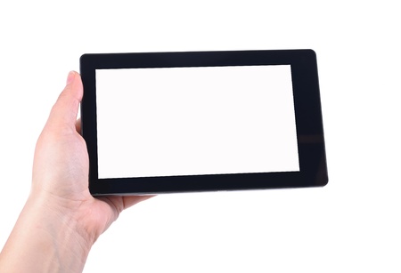 Hand and Tablet PC. Photos on white background