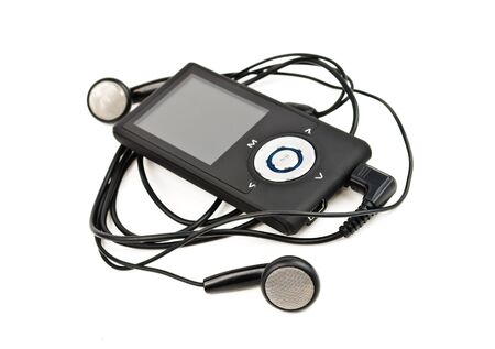 Portable player with headphones. Photo Close-upの写真素材