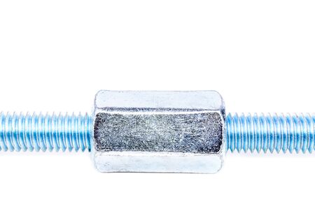 Bolt and nut. Photo isolated on white backgroundの写真素材