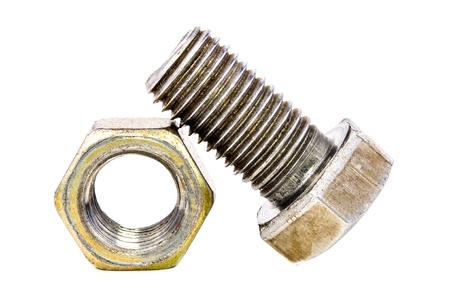Bolt and nut  Photo isolated on white background
