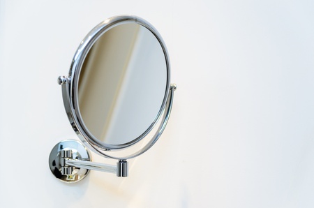 Round wall mirror for the bath. Photo Close-upの写真素材