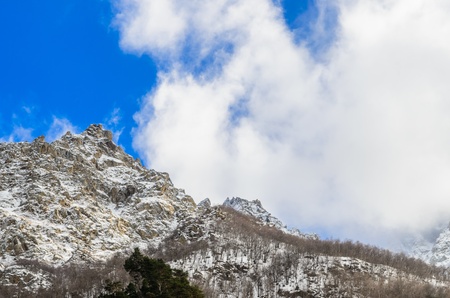 Snow-covered mountains. Stock Photo of mountain sceneryの写真素材