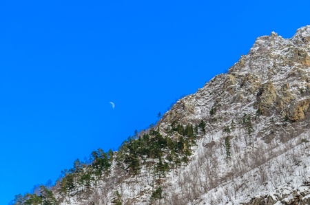 Snow-covered mountains. Stock Photo of mountain sceneryの写真素材
