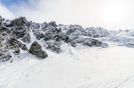 Snow-covered mountains  Stock Photo of mountain scenery