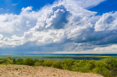 Clouds over a yellow field  Photo for microstockの写真素材