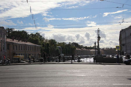 Bridge in street in city . Saints-Petersburgの写真素材