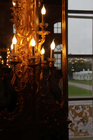 View to chandelier in wall in Catherine palace . Pushkinのeditorial素材