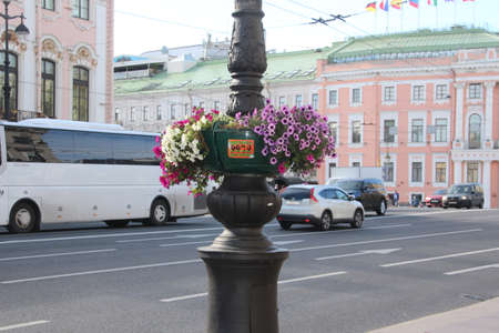 View to street in city . Saints-Petersburgのeditorial素材