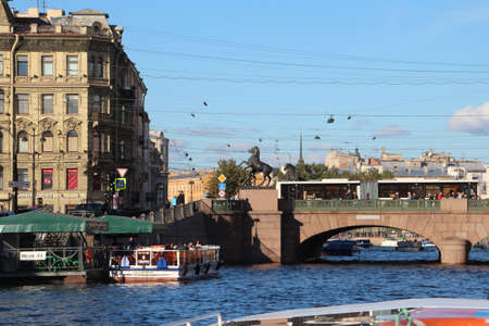 Water and bridge in city. Saints-Petersburgのeditorial素材