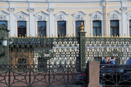 View to case iron fence in city Saints-Petersburgのeditorial素材