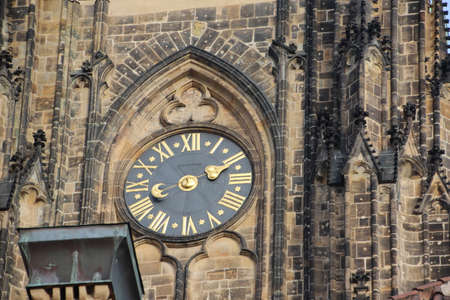 St. Vitus Cathedral, Prague, Czech Republic. Clock on the facade.の写真素材