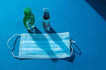 pharmacological preparations on a blue backgroundの写真素材