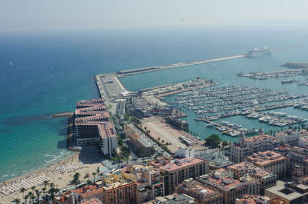 Aerial view of Alicante at dusk.の写真素材