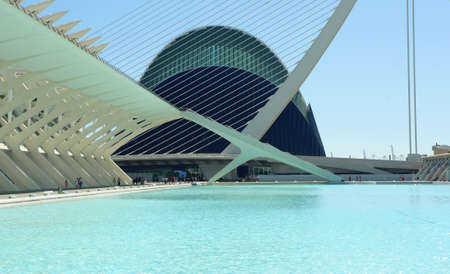 Valencia, Spain - September 16, 2012: Modern architecture and public spaces of the infamous City of Arts and Sciences during summerのeditorial素材