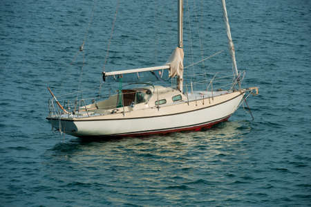 sailboat anchored in the Mediterranean Sea