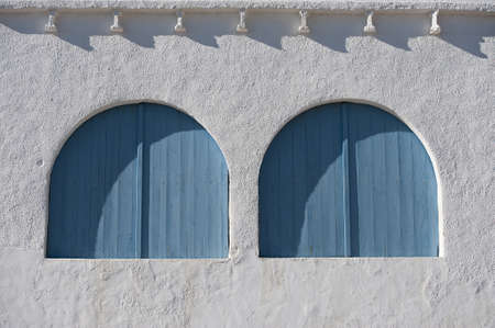 Wooden windows in Mediterranean house, Cala Granadella-Javea  Spain の写真素材