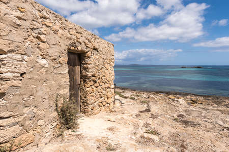 Es Pujols port in Formentera island antique house and doorの写真素材