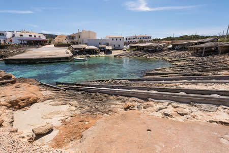 Es CalÃ³ port in Formentera island boats railwaysの写真素材