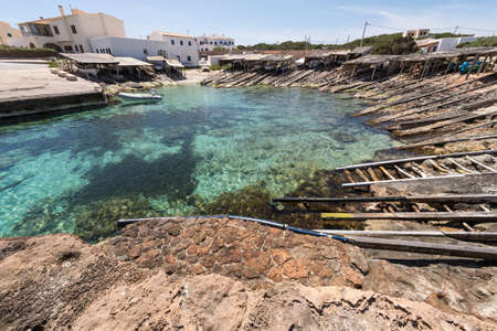 Es CalÃ³ port in Formentera island boats railwaysの写真素材