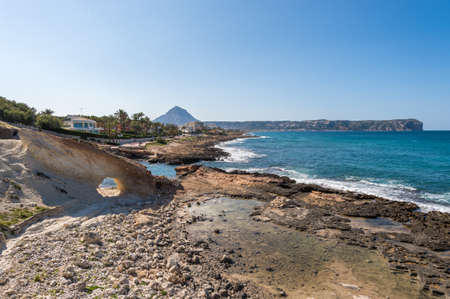 Javea coast, Montgo mountain and Cape San Antonio view from Cala Blanca, Spainの写真素材