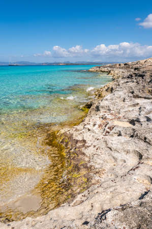Illetes beach in Formentera island, Mediterranean sea, Spainの写真素材