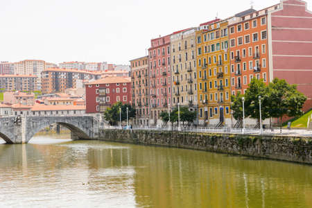 San Anton bridge and Nervion river in Bilbao, Spain の写真素材