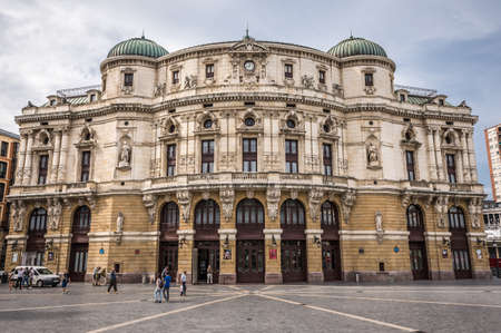 BILBAO, SPAIN - SEPTEMBER 27  Main facade of the Teatro Arriaga in Bilbao, Spain, on September 27, 2013  It is the main theater and most notable building in the town のeditorial素材
