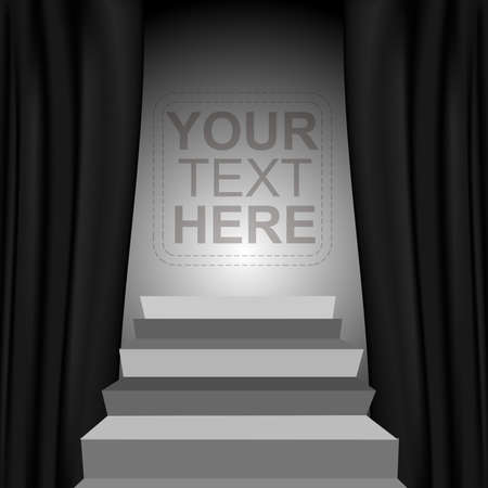 Theater style vector curtains and steps over gradient backgroundのイラスト素材