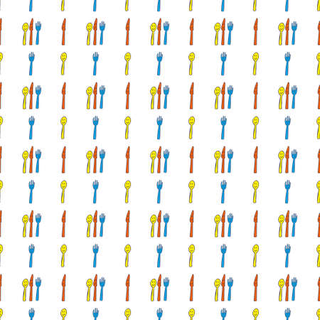 Vector pattern made with hand drawing cutleryのイラスト素材