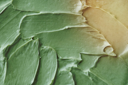Green frosting texture background close-upの写真素材