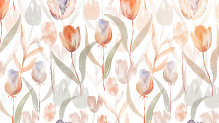 Flower wallpaper, floral beige graphicの写真素材