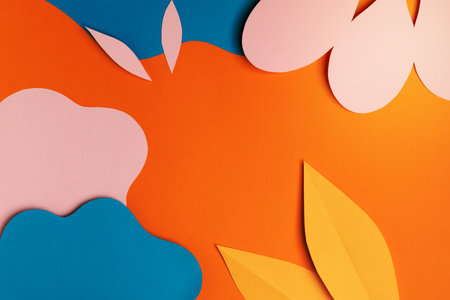 Orange tropical background, paper craftの写真素材