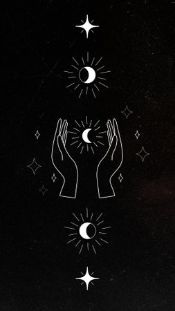 Aesthetic black celestial wallpaperの写真素材