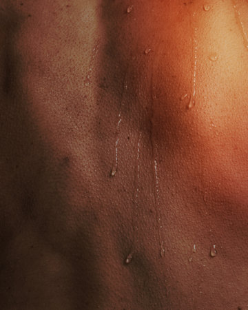 Closeup back, wet human skin texture photo
