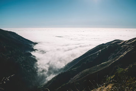 Beautiful view of the sea of fog from the top of the mountain