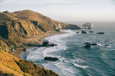 Aerial view of Pfeiffer Beach in Big Sur, California