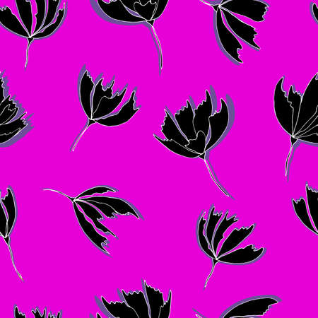 Bright floral pattern. Seamless background. Hand drawn modern illustration of large flower heads on solid color. Cloth, spider web, nozzle, stationery and wrapping paper design, background for invitations, wallpaper.のイラスト素材