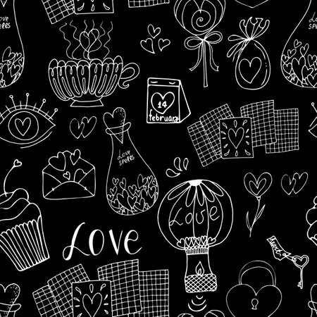 vector seamless pattern valentines dayのイラスト素材