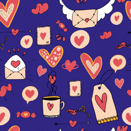 vector seamless pattern valentines dayのイラスト素材