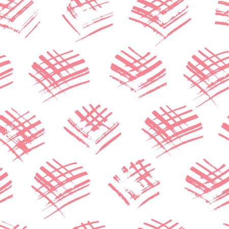 vector seamless pattern circles from stripes brush. Minimalistic contrasting red patternのイラスト素材