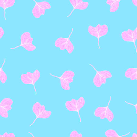 Leaves with stripes veins. Vector seamless pattern botanical illustration. For textiles, fabrics, packaging, paper, candelaria, postcards and wallpaperのイラスト素材