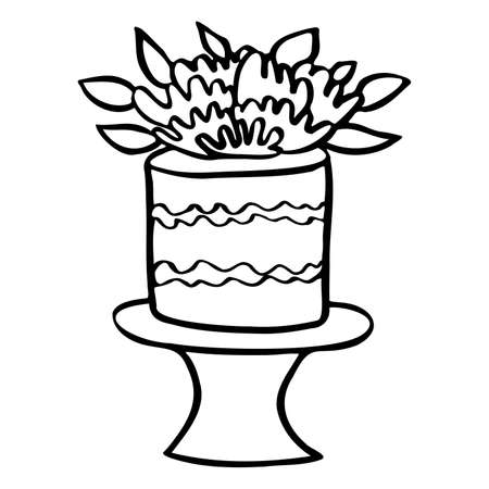 birthday cake isolated vector with cream decorationのイラスト素材