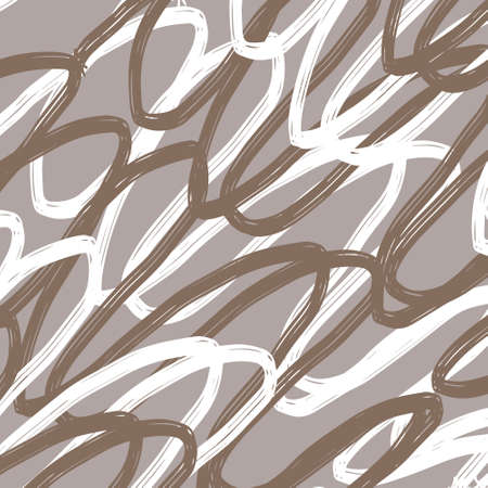 doodle abstract pattern irregular chaotic waves zigzags on contrasting beige backgroundのイラスト素材
