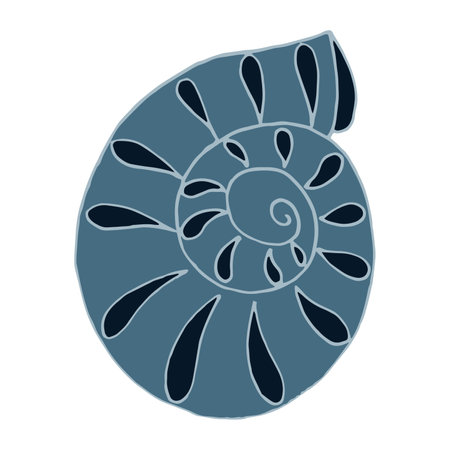 seashell sea vector isolated hand drawing sketch blueのイラスト素材