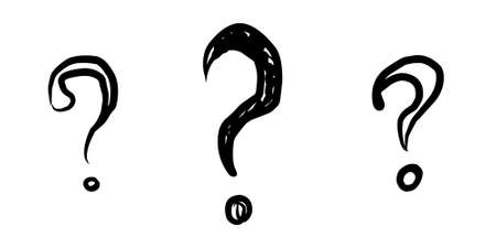 question marks 3 pieces vector black illustration hand drawing